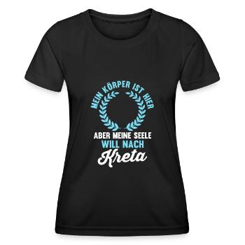 Meine Seele will nach Kreta - Frauen Funktions-T-Shirt - Schwarz - Vorne - AI Model Female 172 light (172cm)