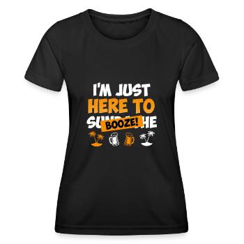 Ich bin nur zum saufen hier Biertrinker - Frauen Funktions-T-Shirt - Schwarz - Vorne - AI Model Female 172 light (172cm)