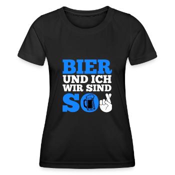 Bier und ich sind so Biertrinker Griller BBQ - Frauen Funktions-T-Shirt - Schwarz - Vorne - AI Model Female 172 light (172cm)