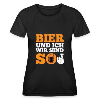 Bier und ich sind so Biertrinker Griller BBQ - Frauen Funktions-T-Shirt - Schwarz - Vorne - AI Model Female 172 light (172cm)