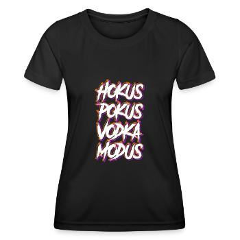 Hokus Pokus Vodka Modus Wodkatrinker Wodka - Frauen Funktions-T-Shirt - Schwarz - Vorne - AI Model Female 172 light (172cm)