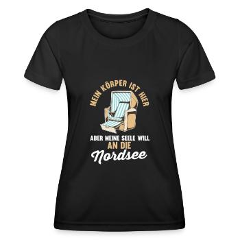 Meine Seele will an die Nordsee - Frauen Funktions-T-Shirt - Schwarz - Vorne - AI Model Female 172 light (172cm)
