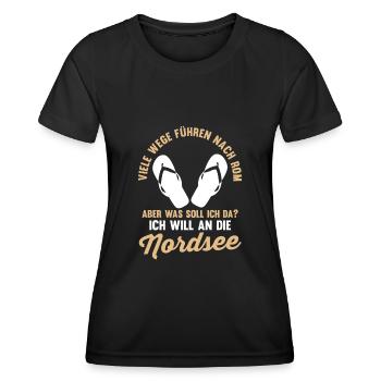 Ich will an die Nordsee - Frauen Funktions-T-Shirt - Schwarz - Vorne - AI Model Female 172 light (172cm)