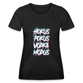 Hokus Pokus Vodka Modus Wodkatrinker Wodka - Frauen Funktions-T-Shirt - Schwarz - Vorne - AI Model Female 172 light (172cm)