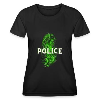 POLICE SCIENTIFIQUE EMPREINTE DIGITALE ADN - T-shirt sport Femme - noir - Devant - AI Model Female 172 light (172cm)