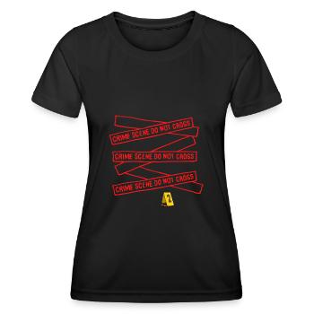 DÉTECTIVE POLICE LINES INDICE ENQUÊTE - T-shirt sport Femme - noir - Devant - AI Model Female 172 light (172cm)