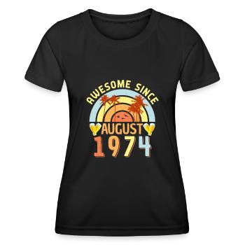 August 1974 retro - Women's Functional T-Shirt - black - Front - AI Model Female 172 light (172cm)