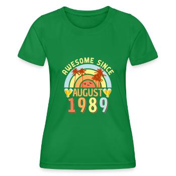 1989 Im August Geboren - Frauen Funktions-T-Shirt - Kelly Green - Vorne - AI Model Female 172 dark (172cm)