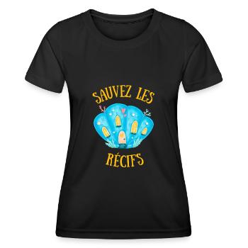 SAUVEZ LES RÉCIFS BLEU - T-shirt sport Femme - noir - Devant - AI Model Female 172 light (172cm)