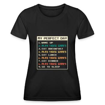 Vintage My Perfect Day Video Video Games - Frauen Funktions-T-Shirt - Schwarz - Vorne - AI Model Female 172 light (172cm)