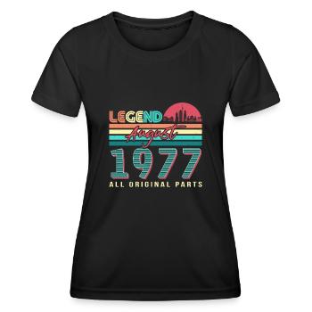 Vintage 1977 August - Frauen Funktions-T-Shirt - Schwarz - Vorne - AI Model Female 172 light (172cm)