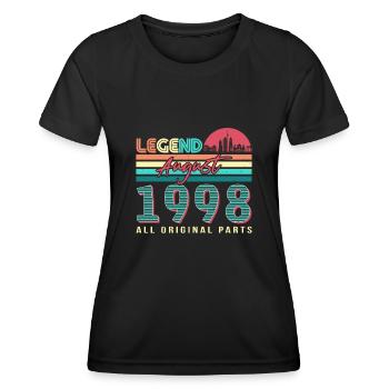 Salutations d’anniversaire août 1998 - T-shirt sport Femme - noir - Devant - AI Model Female 172 light (172cm)