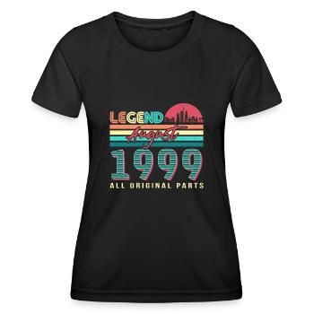 Salutations d’anniversaire août 1999 - T-shirt sport Femme - noir - Devant - AI Model Female 172 light (172cm)