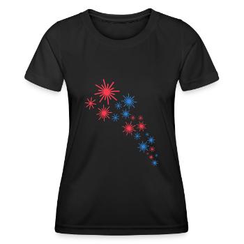 Sternenhimmel In Blau Und Rot - Frauen Funktions-T-Shirt - Schwarz - Vorne - AI Model Female 172 light (172cm)