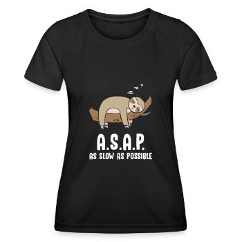 A.S.A.P As Slow As Possbile Faultier - Frauen Funktions-T-Shirt - Schwarz - Vorne - AI Model Female 172 light (172cm)