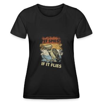 S’il vole, il espionne - T-shirt sport Femme - noir - Devant - AI Model Female 172 light (172cm)