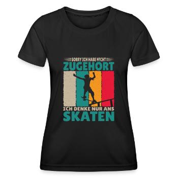 Skateboarder Motiv beim Skating in der Halfpipe - Frauen Funktions-T-Shirt - Schwarz - Vorne - AI Model Female 172 light (172cm)