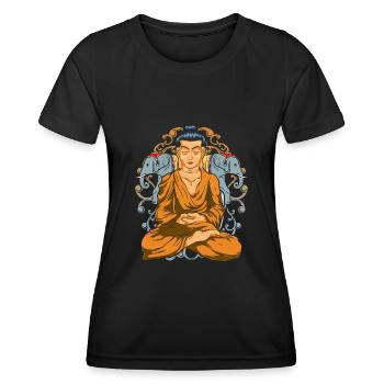 Hinduismus Geschenk Buddhismus Elefant Buddha - Frauen Funktions-T-Shirt - Schwarz - Vorne - AI Model Female 172 light (172cm)