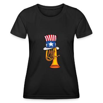 Tuba Musik USA 4th Of July Amerika Big Band Tuba - Frauen Funktions-T-Shirt - Schwarz - Vorne - AI Model Female 172 light (172cm)