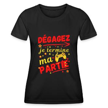 gaming dégagez je termine ma partie - T-shirt sport Femme - noir - Devant - AI Model Female 172 light (172cm)