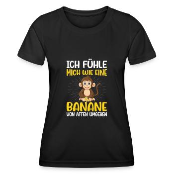 Arbeit Bauarbeiter Affe Banane - Frauen Funktions-T-Shirt - Schwarz - Vorne - AI Model Female 172 light (172cm)