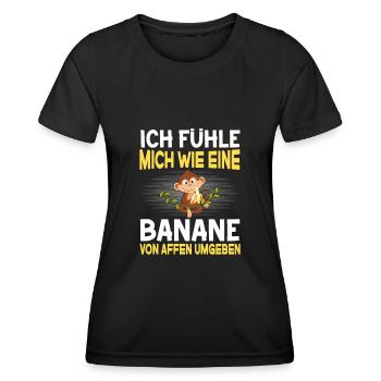 Banane Affen Bauarbeiter Arbeit - Frauen Funktions-T-Shirt - Schwarz - Vorne - AI Model Female 172 light (172cm)
