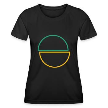 Halbe Kreise Grün Und Gelbes Design - Frauen Funktions-T-Shirt - Schwarz - Vorne - AI Model Female 172 light (172cm)