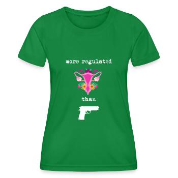 Plus réglementé que les armes à feu - T-shirt sport Femme - vert - Devant - AI Model Female 172 dark (172cm)