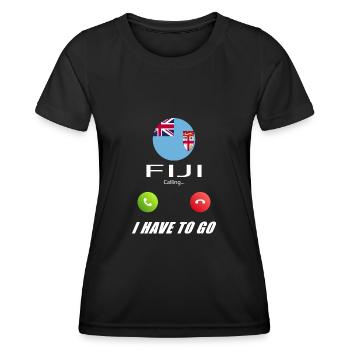 Fiji ruft an Lusiger Flaggen Spruch - Frauen Funktions-T-Shirt - Schwarz - Vorne - AI Model Female 172 light (172cm)