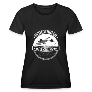 Heimathafen Flensburg Moin Flensburger Norddeutsch - Frauen Funktions-T-Shirt - Schwarz - Vorne - AI Model Female 172 light (172cm)