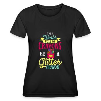 Crayon Box Colored Pencil Wax Case Wax Crayon - Women's Functional T-Shirt - black - Front - AI Model Female 172 light (172cm)
