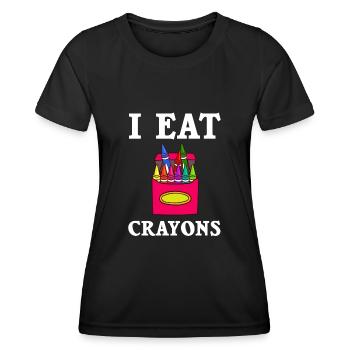 Crayon Box Colored Pencil Wax Case Wax Crayon - Women's Functional T-Shirt - black - Front - AI Model Female 172 light (172cm)