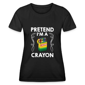 Crayon Box Colored Pencil Wax Case Wax Crayon - Women's Functional T-Shirt - black - Front - AI Model Female 172 light (172cm)