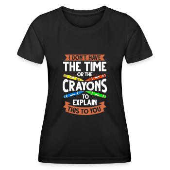 Crayon Box Colored Pencil Wax Case Wax Crayon - Women's Functional T-Shirt - black - Front - AI Model Female 172 light (172cm)
