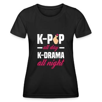 K-Pop K-Drama Musique pop coréenne - T-shirt sport Femme - noir - Devant - AI Model Female 172 light (172cm)