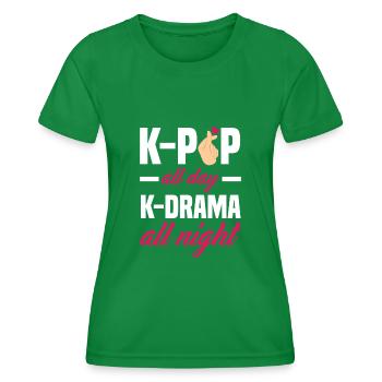 K-Pop K-Drama Koreanische Popmusik - Frauen Funktions-T-Shirt - Kelly Green - Vorne - AI Model Female 172 dark (172cm)