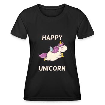Happy fliegendes Einhorn - Frauen Funktions-T-Shirt - Schwarz - Vorne - AI Model Female 172 light (172cm)