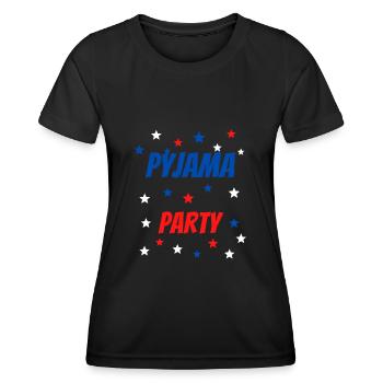 PYJAMA PARTY BLEU BLANC ROUGE ÉTOILES - T-shirt sport Femme - noir - Devant - AI Model Female 172 light (172cm)