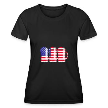 Craft Beer American Flag USA Drinking - Frauen Funktions-T-Shirt - Schwarz - Vorne - AI Model Female 172 light (172cm)