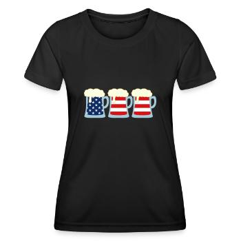 Craft Beer Brewery American Flag USA IPA - Frauen Funktions-T-Shirt - Schwarz - Vorne - AI Model Female 172 light (172cm)