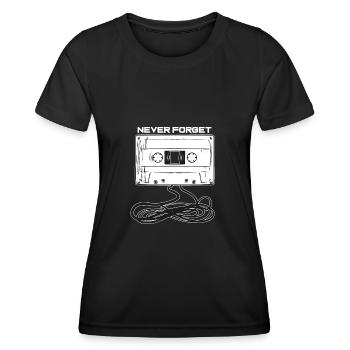 Never Forget Audio Cassette Tape 80s - Frauen Funktions-T-Shirt - Schwarz - Vorne - AI Model Female 172 light (172cm)