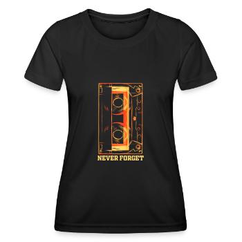Never Forget Audio Cassette Tape - Frauen Funktions-T-Shirt - Schwarz - Vorne - AI Model Female 172 light (172cm)