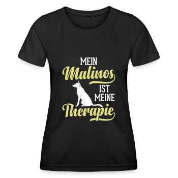 Belgischer Malinois ist meine Therapie - Frauen Funktions-T-Shirt - Schwarz - Vorne - AI Model Female 172 light (172cm)