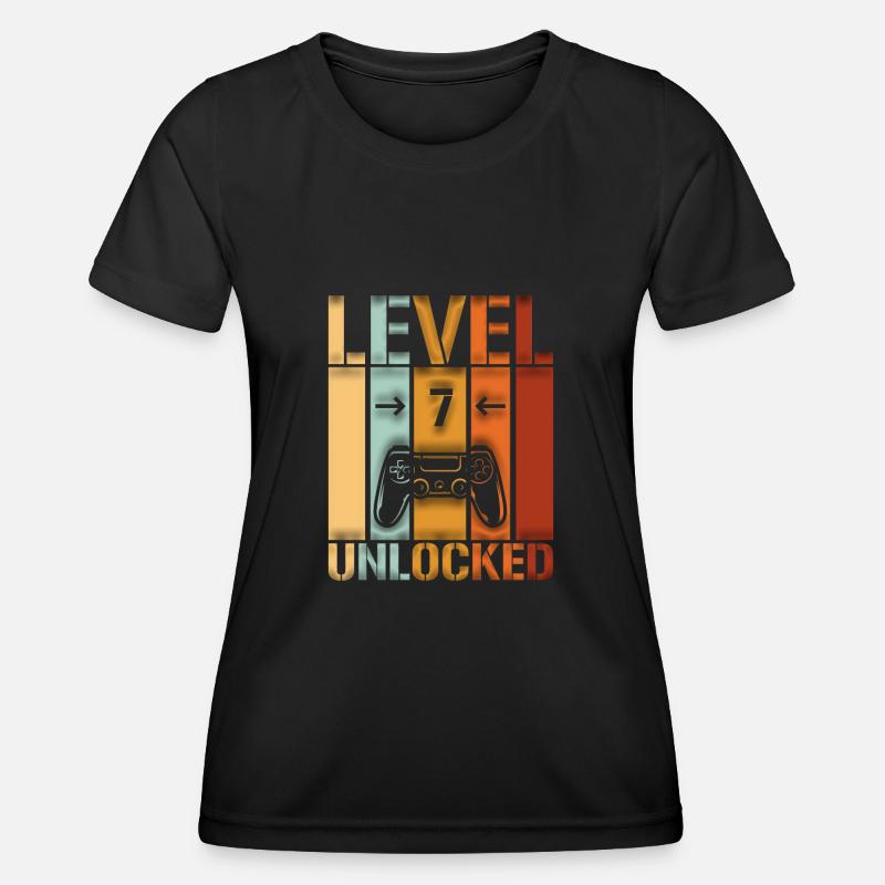 7th Birthday Level 7 unlocked - Women's Functional T-Shirt - black