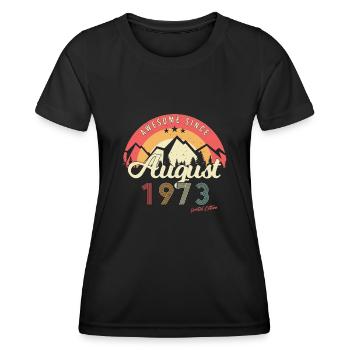 1973 August Retro - Women's Functional T-Shirt - black - Front - AI Model Female 172 light (172cm)