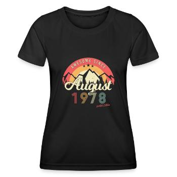 Né en 1978 en août - T-shirt sport Femme - noir - Devant - AI Model Female 172 light (172cm)