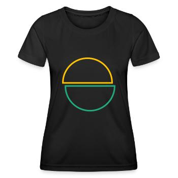 Halbe Kreise Gelbes Und Grünes Design - Frauen Funktions-T-Shirt - Schwarz - Vorne - AI Model Female 172 light (172cm)