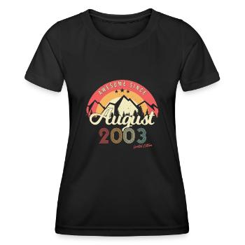 Salutations d’anniversaire août 2003 - T-shirt sport Femme - noir - Devant - AI Model Female 172 light (172cm)