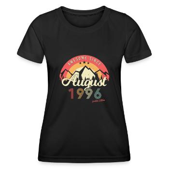 Mois de naissance Août 1996 - T-shirt sport Femme - noir - Devant - AI Model Female 172 light (172cm)