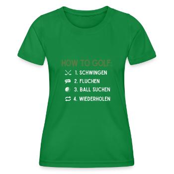 Wie Man Golf Spielt, Golfball - Frauen Funktions-T-Shirt - Kelly Green - Vorne - AI Model Female 172 dark (172cm)